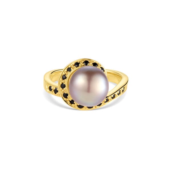 Cortez Pearl and Black Spinel Swirl Ring