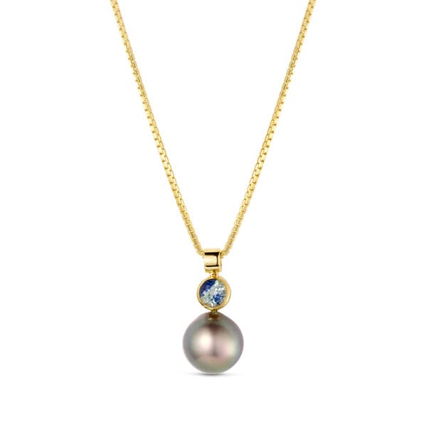 Cortez Pearl and Blue Sapphire Necklace