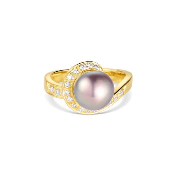 Cortez Pearl and Diamond Swirl Ring