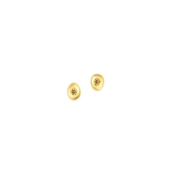 Small Pebble Stud Earrings: Yellow Sapphire