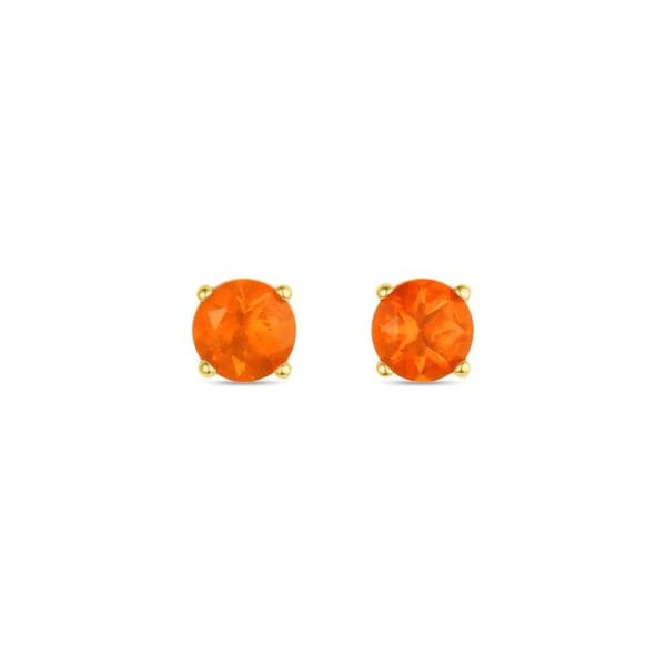 4mm Mexican Fire Opal Studs: Yellow Gold