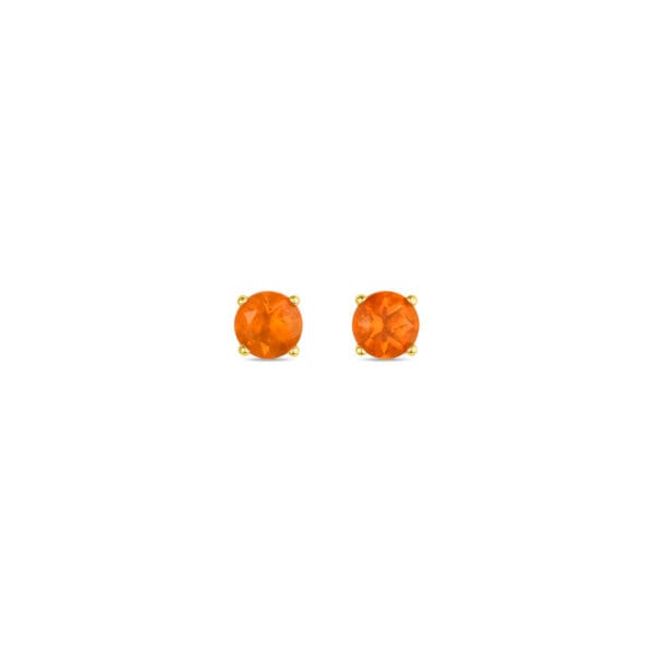 4mm Mexican Fire Opal Studs: Yellow Gold
