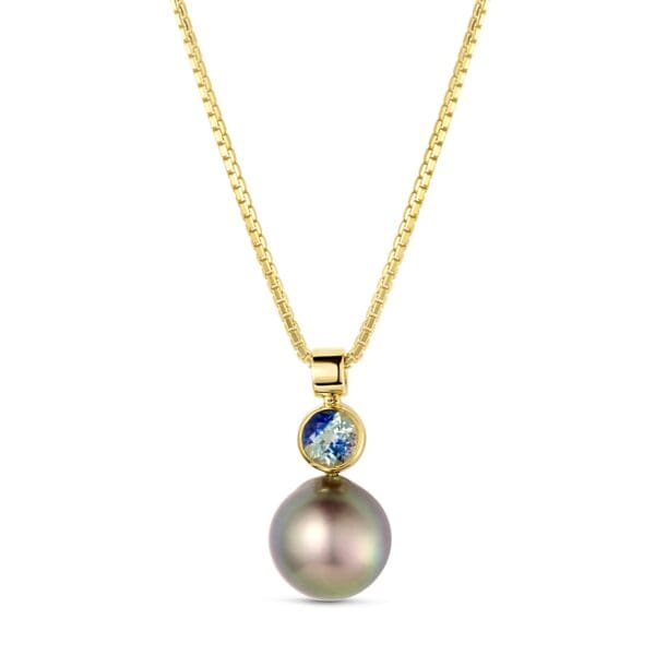 Cortez Pearl and Blue Sapphire Necklace