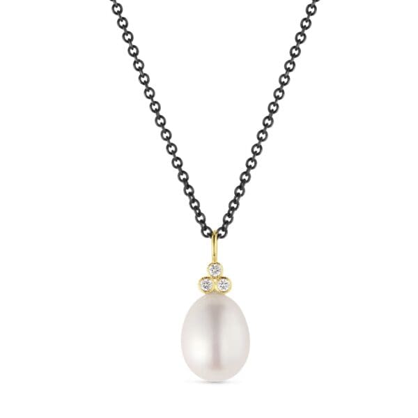 Pearl & Diamond Drop Necklace