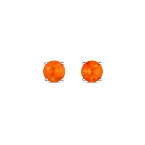 4mm Mexican Fire Opal Studs: Silver