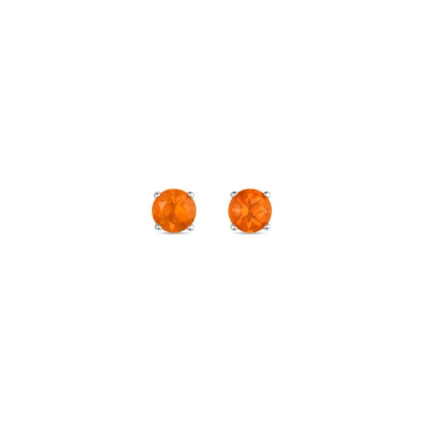 4mm Mexican Fire Opal Studs: Silver