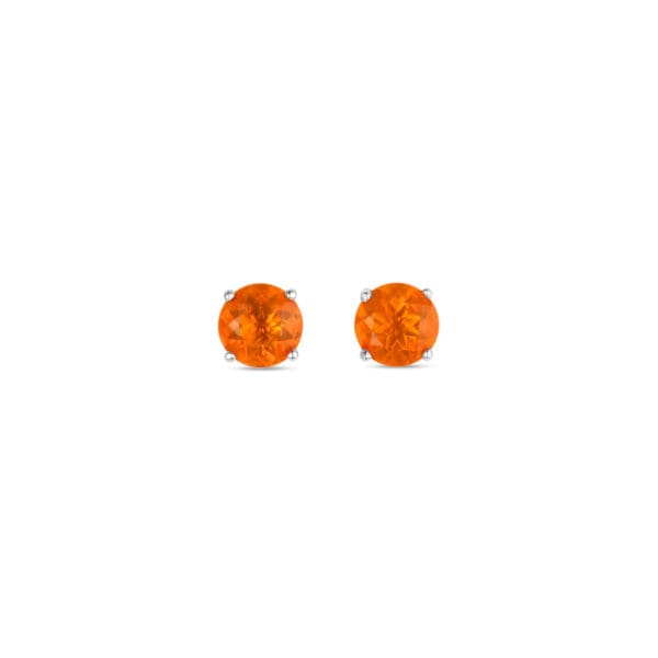 5mm Mexican Fire Opal Studs: Silver