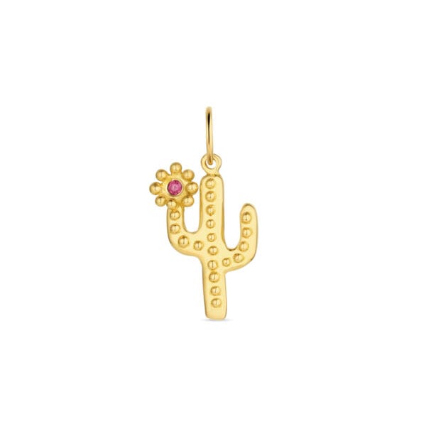 Pink Sapphire Cactus Charm