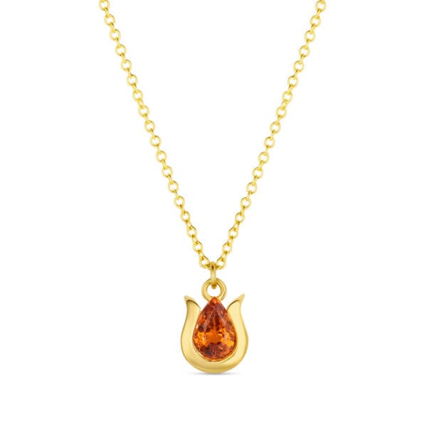 Bloom Forever Spessartine Garnet Tulip Necklace