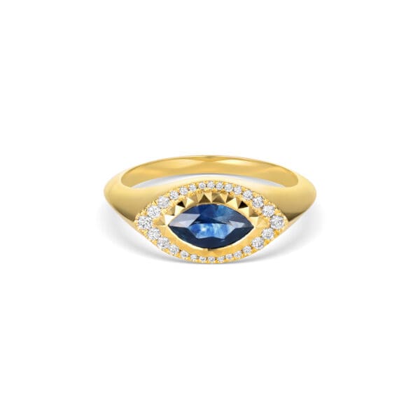 Sapphire Deco Signet Ring