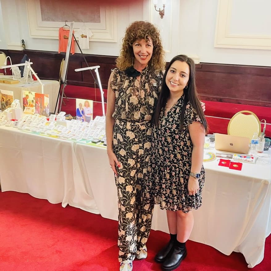 Monica Stephenson (left) and Chloe Beaumont (right) at the Ethical Gem Fair in Tucson