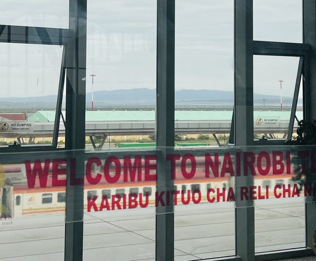 The welcome to Nairobi sign at the airport. Photo by Chloe Beaumont.