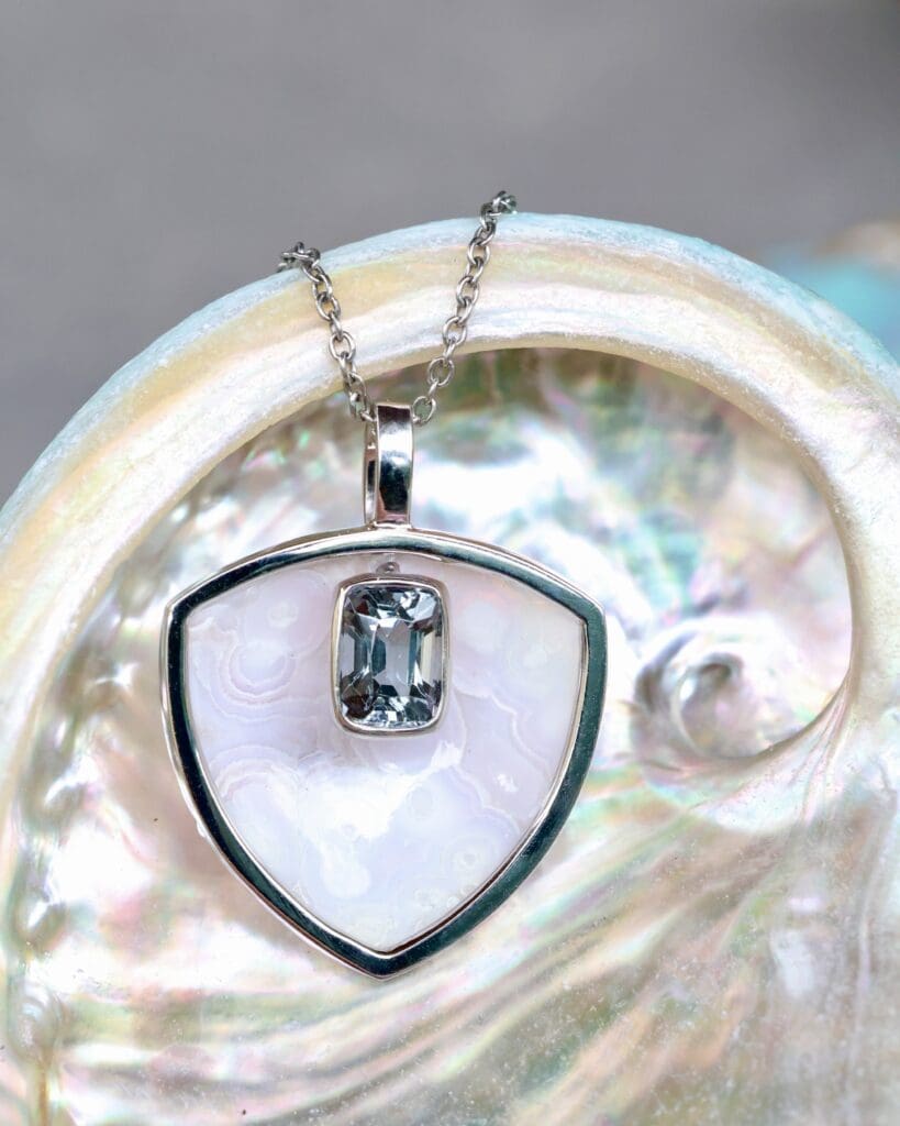 Luna agate and grey spinel necklace colored gemstone jewelry