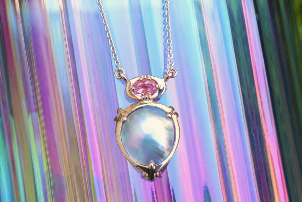 Mabe cortez pearl and spinel necklace colored gemstone jewelry